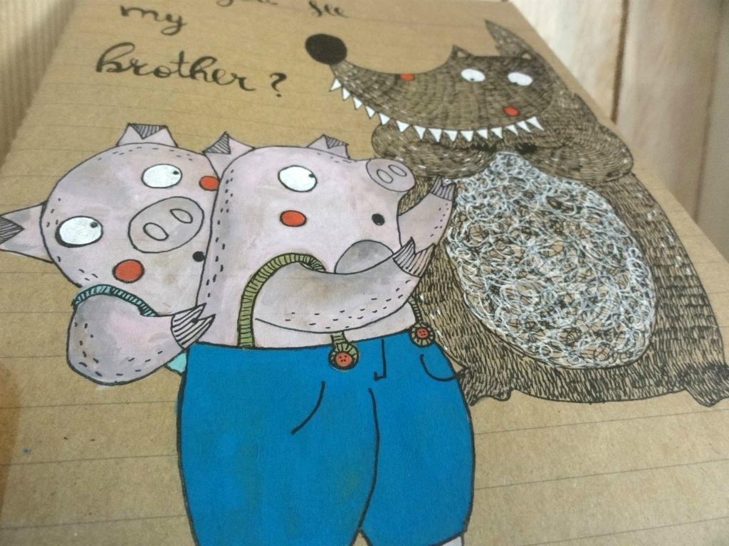 Notebook Front Cover Detail - Three Little Pigs Custom