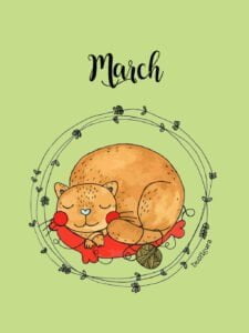 March Illustration: Sleeping Cat