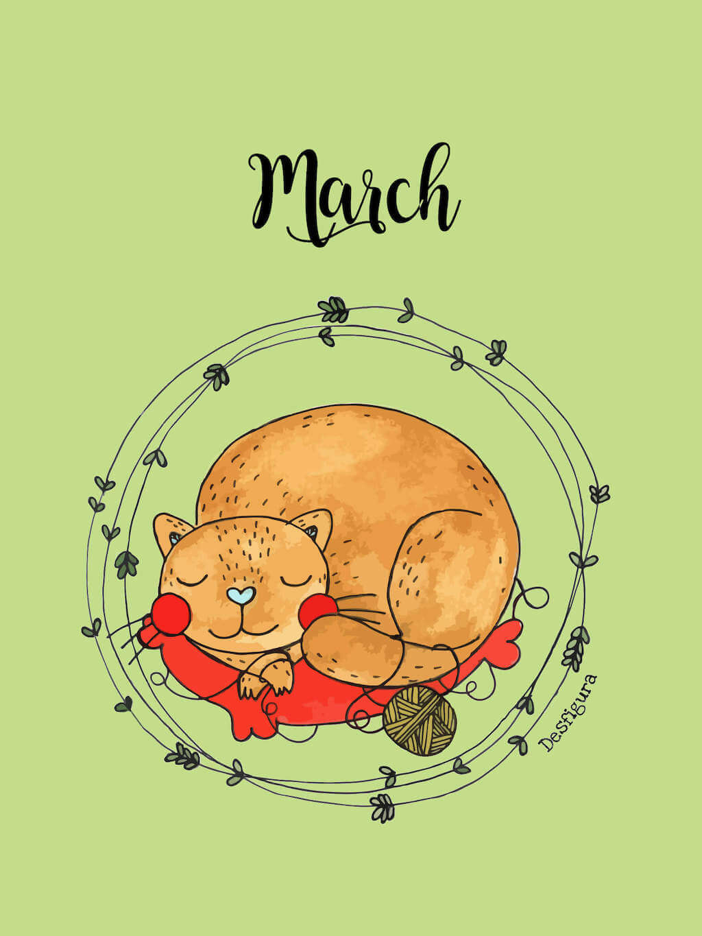 March Illustration: Sleeping Cat