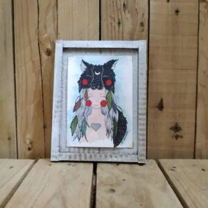 Illustration Artwork - Fantasy Art: She-Wolf Mystical Girl Portrait (15x19,5cm)